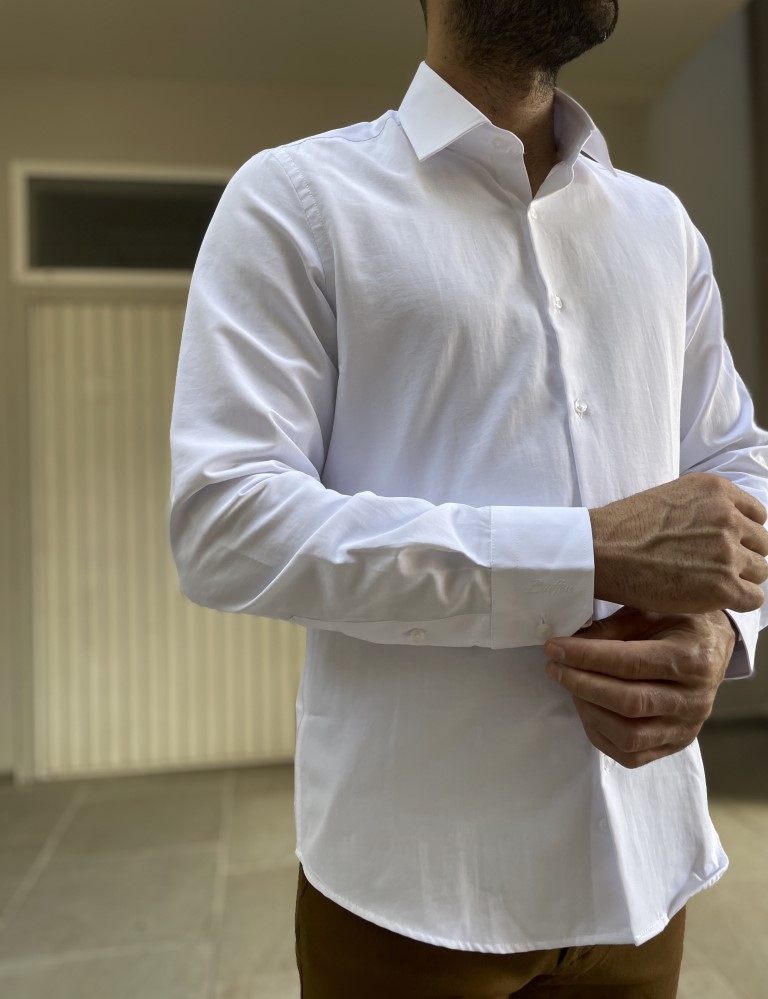 Ανδρικό λευκό πουκάμισο με γιακά 1500 φωτογραφία